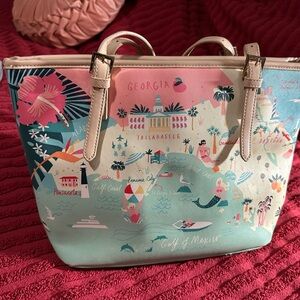 Colorful Map Print Tote Bag